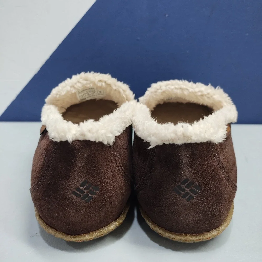 Columbia Big Sky Slippers Men 7 Brown Shearling Lined Moc Toe Slip On YM5241-248